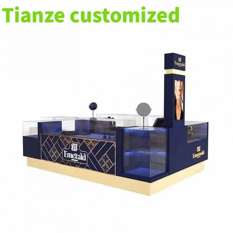 Customized-High quality Shopping mall wood jewelry showcase kiosk design 10 feet * 10 feet