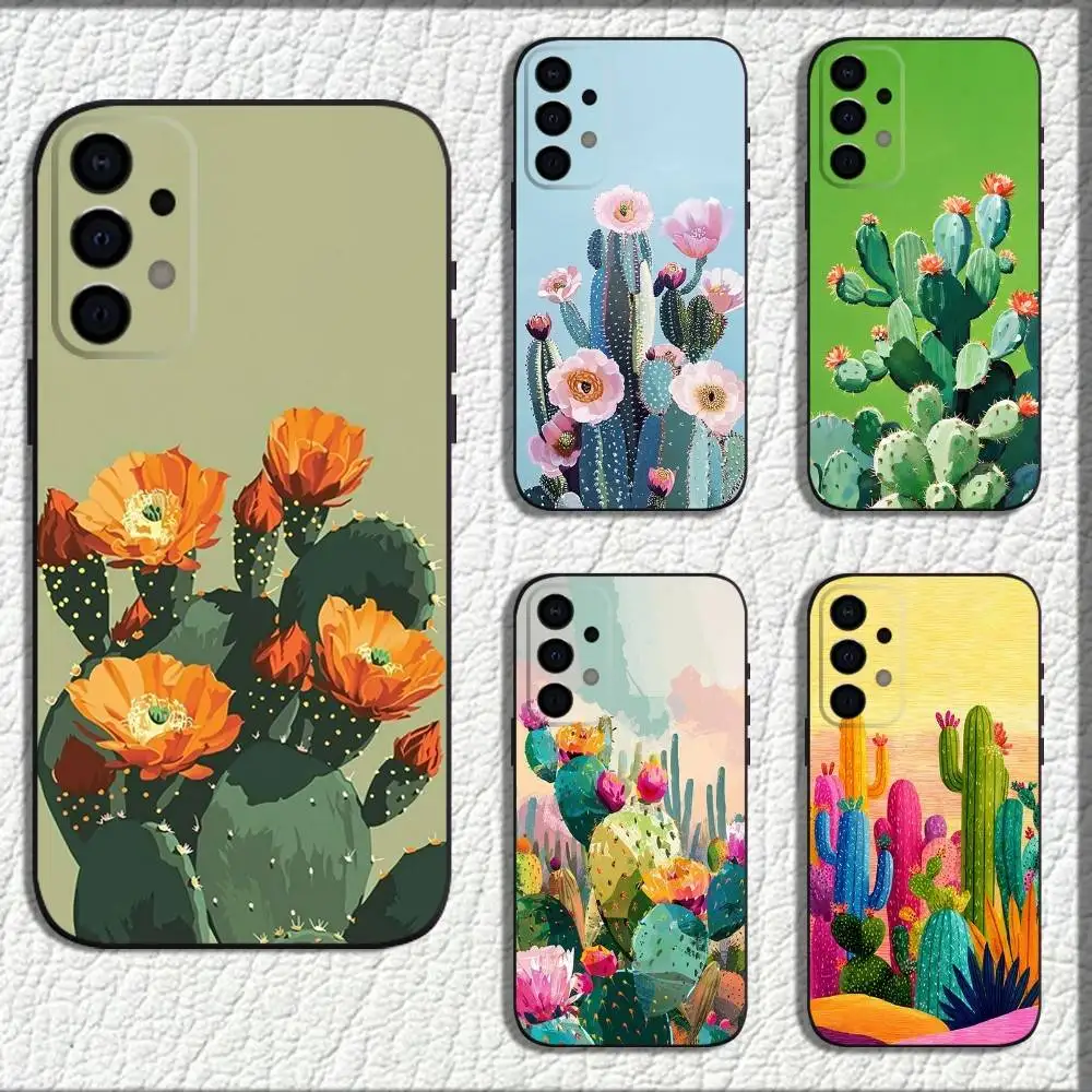 

Cactus illustration Phone Case For Samsung Galaxy A73,72,71,A52,51,40,41,A22,A32,31,A13,12,Note20 Soft Black Shell