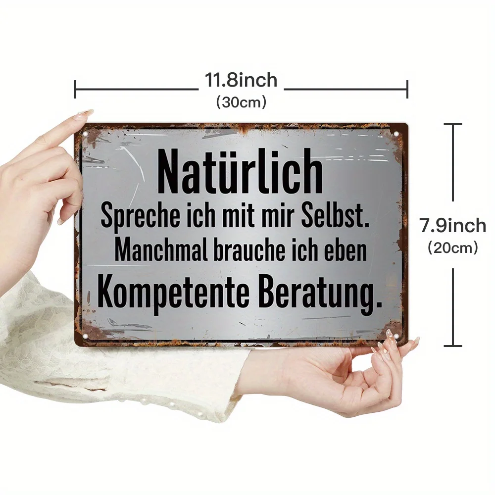 2D Flat Putuo Decor 1pc. German Funny Sarcastic Quote Vintage Metal Sign, 