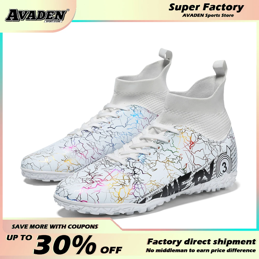 New Soccer Shoes Professional High Top Anti Skid Wear Resistant Training Shoe Adult Kids Sneakers Football Field Boots Size31-48