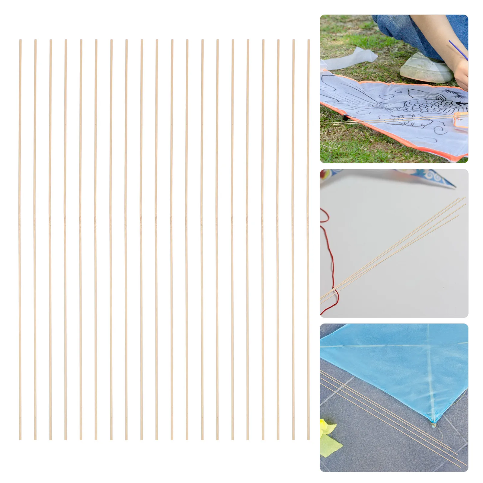 

20Pcs Kite Making Bamboo Rods Thin Wooden Dowel Sticks Children DIY Supplies Wind Resistant Support Accessories