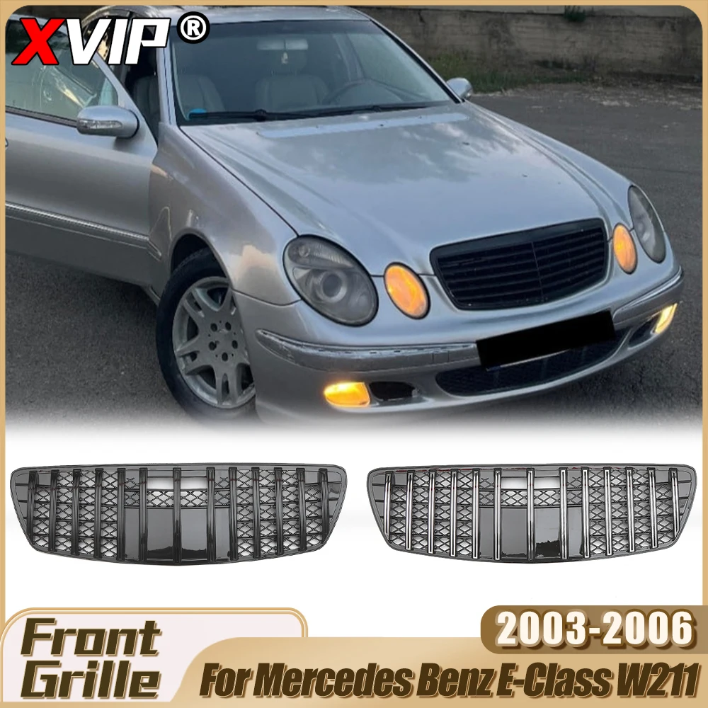 

XVIP Chrome Black GTR Style Upper Grille For Mercedes Benz E-Class W211 E320 E350 E55 AMG 2003-06 Racing Grilles Car Accessories