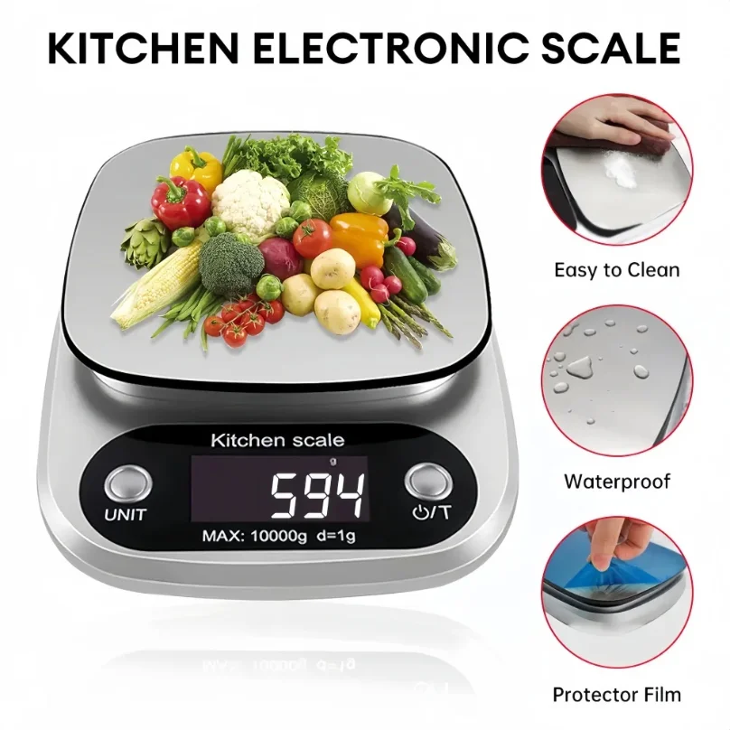 

Digital Kitchen Scale Stainless Steel LCD Electronic Food Scale Jewelry Coffee Baking Portable High-quality Kitchen Tool 10kg/1g