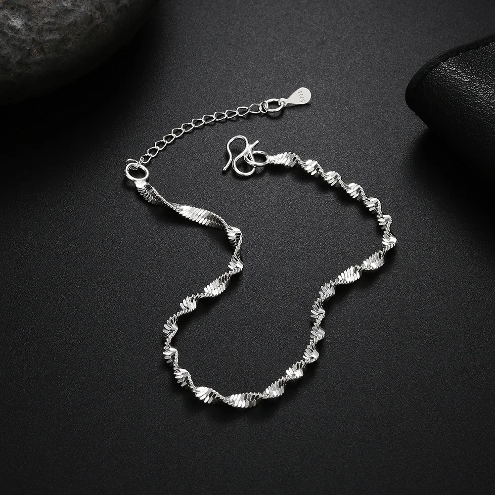 

High Quality Charms 925 Sterling Silver Twisted Chain Bracelet For Women Men Fashion Wedding Party Fine Jewelry Christmas Gifts