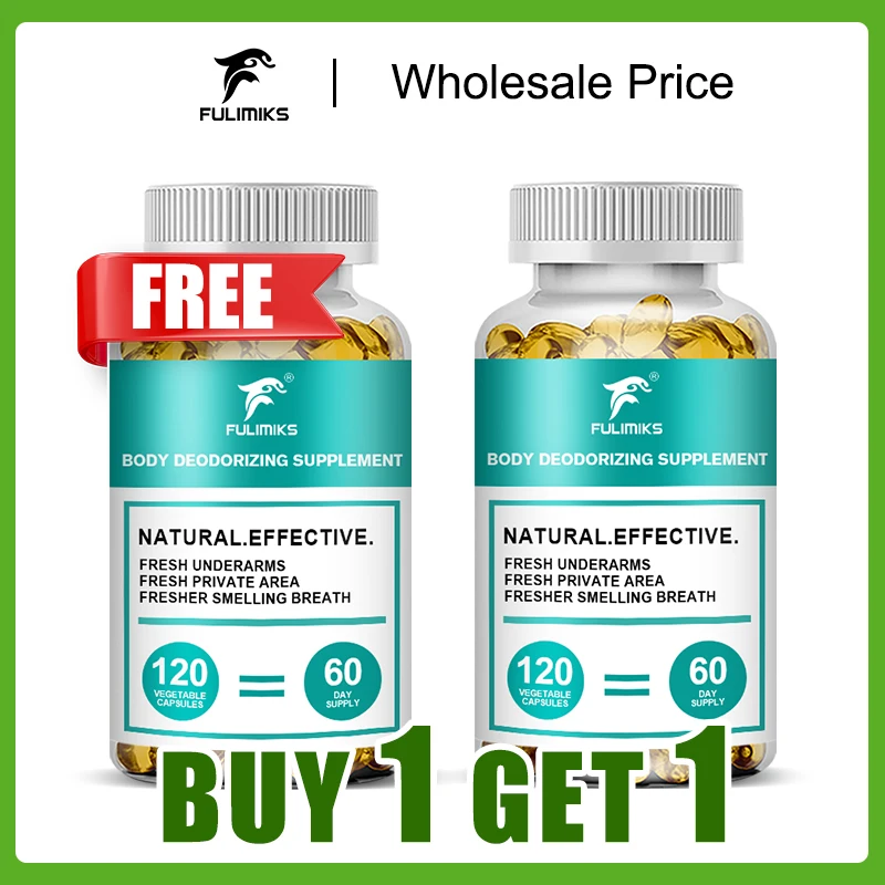 Buy 1 Get 1 Free! Internal Body Deodorant Capsules, Reduces Body Odor Caused by Diet, Sweat & Hormones, Gluten Free