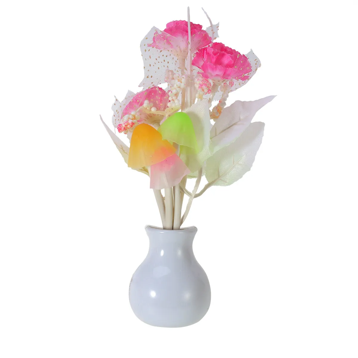 Tulip Flower LED Night Light Pink Plug-in Sensor 7-Color Changing Soft Eye Protection Night Lamp for Bedroom Hallway Nursery Us