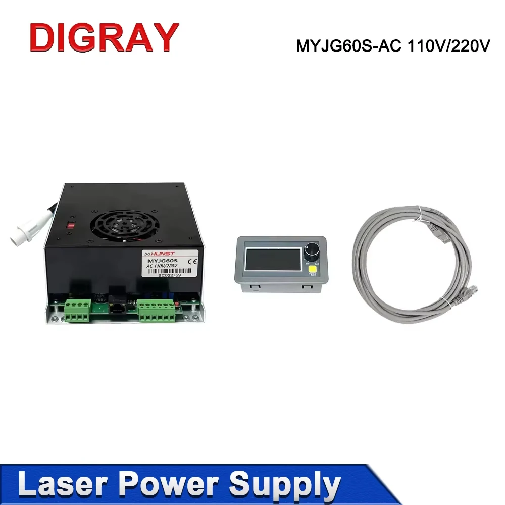 

DIGRAY CO2 Laser Power Supply MYJG 60S Supports 110V/220V Voltage, Suitable For Laser Engraving And Cutting Machines.