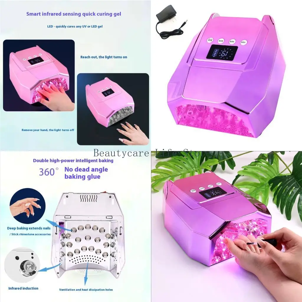 

652C Curing Lamp Double Light Source 98W Quick Dry Gel Polish 4 Timer Setting