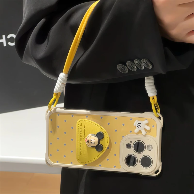 Силиконовый чехол для телефона с подставкой и ремешком в горошек для iPhone 17, 16, 15, 14, 13, 12, 11 Pro Max XR XS Max 7, 8 Plus