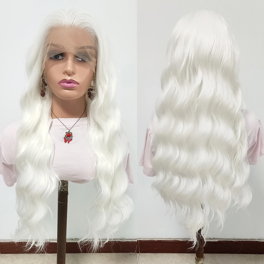 AIMEYA Synthetische Lace-Front-Perücken für Frauen, natürlicher Haaransatz, Kunsthaar-Spitzenperücke, lange braune Perücke, vorgezupfte Cosplay-Frauenperücken – Detail 19