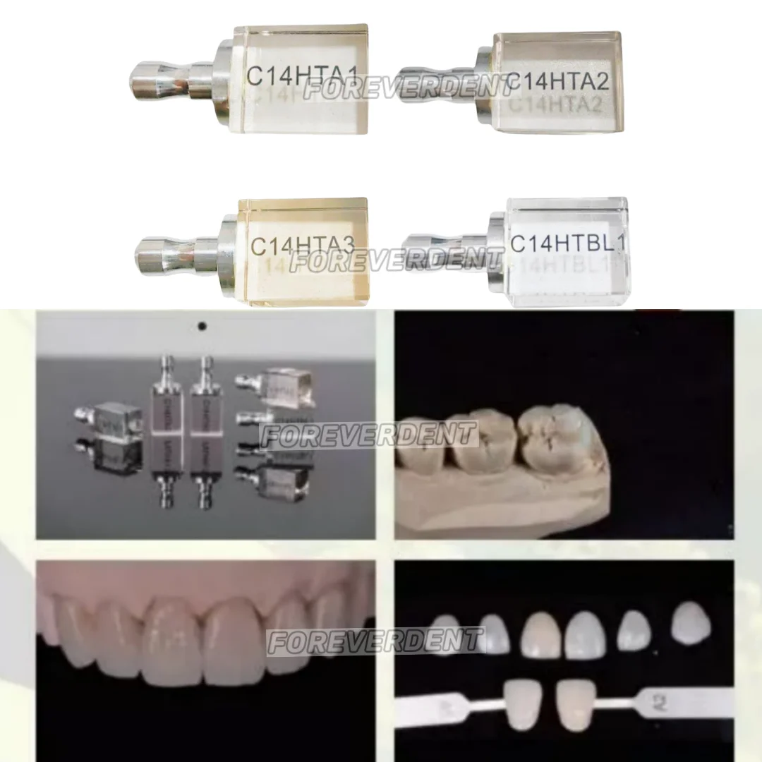 

5pcs C14 HT Dental Crystal Blocks Glass Ceramic Zirconia Reinforced CEREC Block CAD