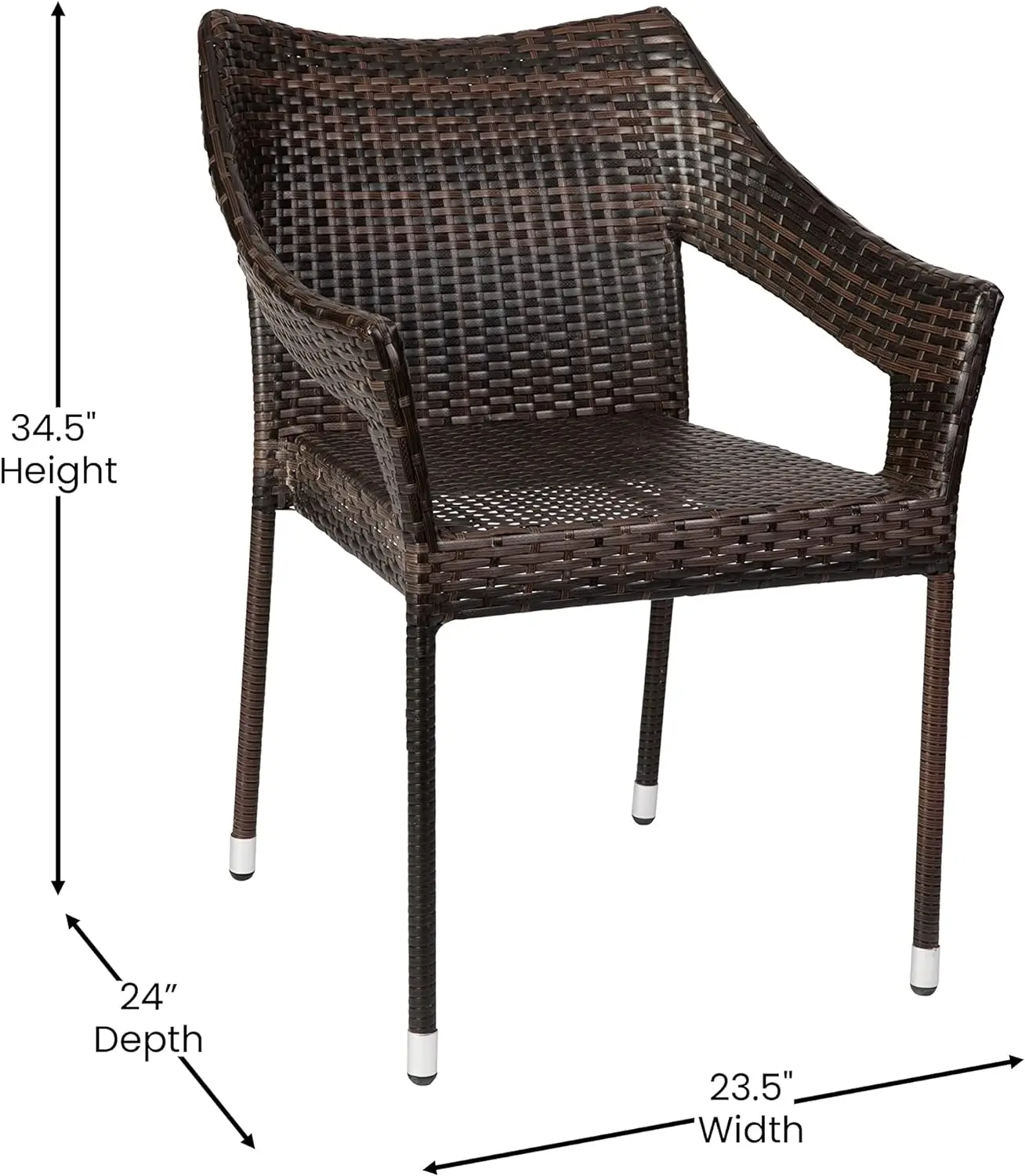 Comfort corner  Patio Dining Chair - PE Rattan with Steel Frame - All Weather Materials - No Assembly Required