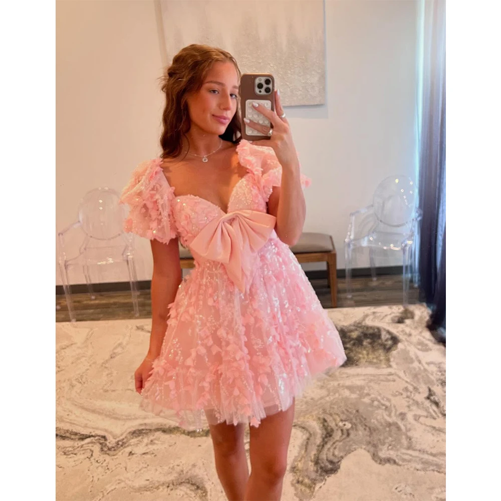 

Розовое короткое вечернее платье MVOZEIN, мини-платье для выпускного вечера 2026, коктейльное платье для выпускного.