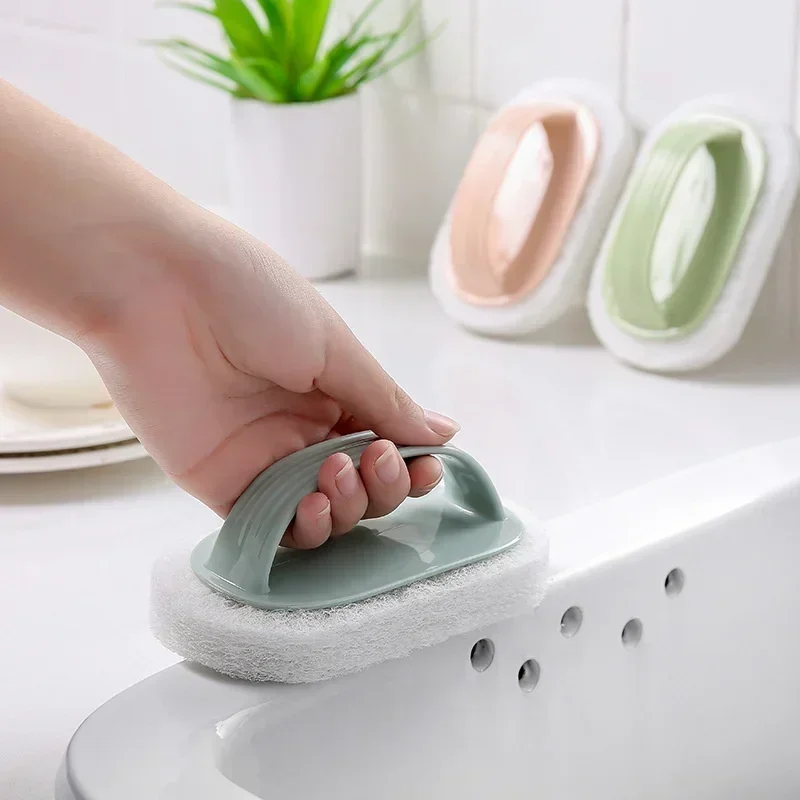 New Magic Sponge Brush Glass Wall Cleaning Tools Kitchen Cleaning Bathroom Toilet Gadget Handle Ceramic Window Slot Clean Brush