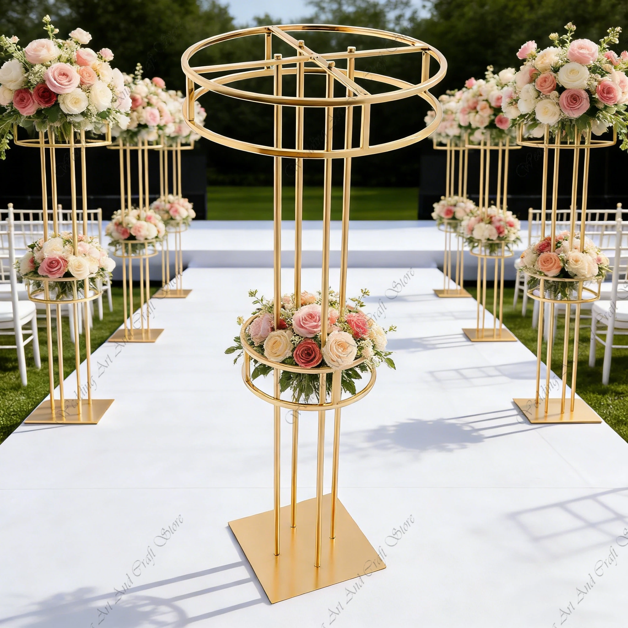

6pcs f30 110-160cm Wedding Road Lead Flower Stand Arrangement Table Centerpiece Metal Weddings Geometric Centerpiece Stand Y705
