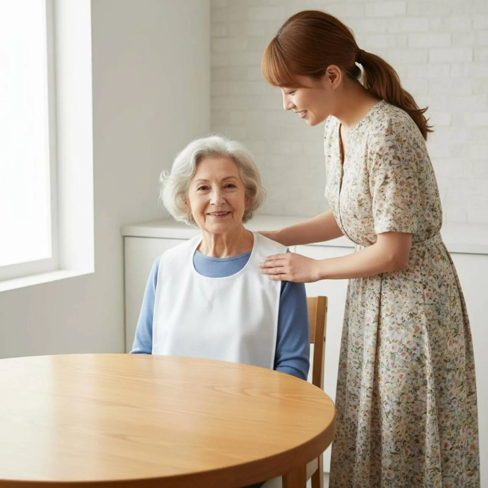

Elderly Feeding Bib Adjustable Neck Closure Machine-Washable Grown-up Bib Reusable Mealtime Protector Crumb Catcher Individual