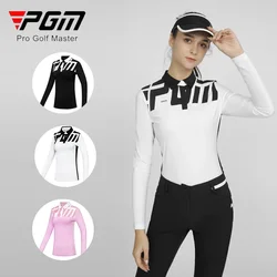 PGM Damska koszulka golfowa z długim rękawem Ladies Silm Turn Down Collar Tops Women Quick Dry Polo Shirts Leisure Sports Wear for Ladies