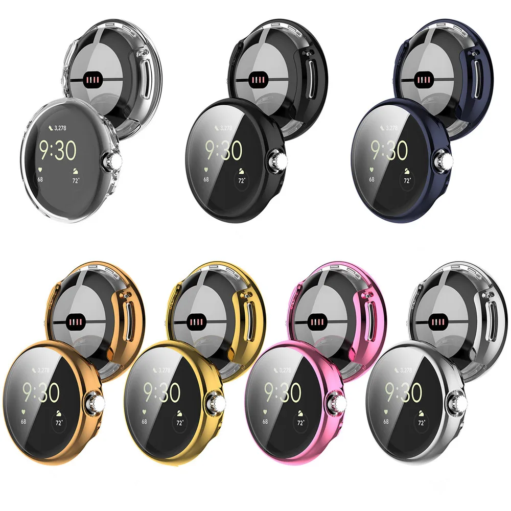 Full Cover Shell For Google Pixel Watch2 Screen Protector Plating TPU Scratch-Resist Cover Frame Protective