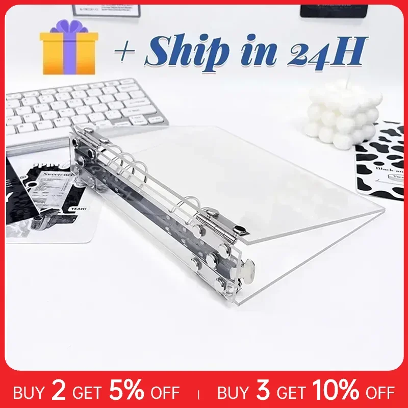 A5 Acrylic Transparent Shell Loose-leaf Photo Album, DIY Detachable Binder, 6 Hole Acrylic Album Kpop Binder, Photocard Binder