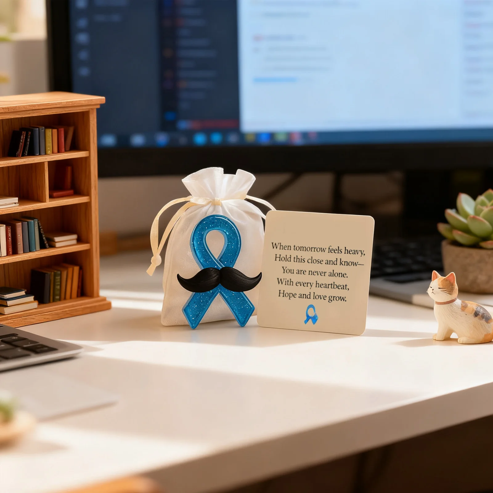 عناق جيب الشريط الأزرق، جيب مباركة مع بطاقة رسالة مباركة، هدية تذكارية ساحرة ملهمة للأصدقاء