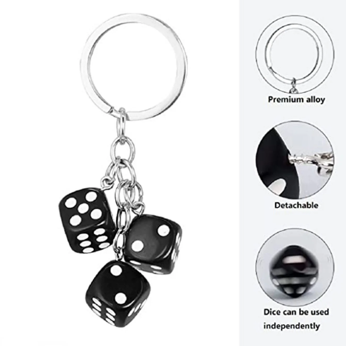 Creative Resin Dice-shaped Keychain Portable Bag Charm Pencil Accessory Pendant Fashionable Key Holder