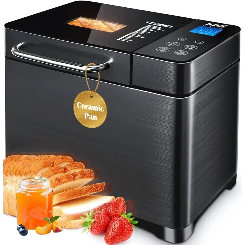 

17-in-1 Bread Maker-Dual Heaters,710W Machine Stainless Steel with Gluten-Free, Dough Maker,Jam,Yogurt PROG, Auto Nut Dispenser