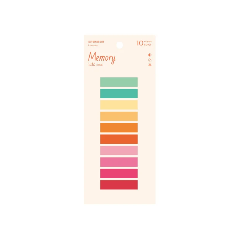 2 Piece Sticky Notes With Ruler Adhesive Stationery Memo Pad Index Notepad 10 Colors