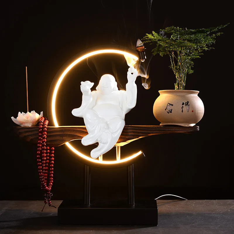 Bakhoor Burner Zen Holder Fragrance Altar Supplies Waterfall Bakhoor Burner Incense Holder Buddhist Porta Incenso House Decor