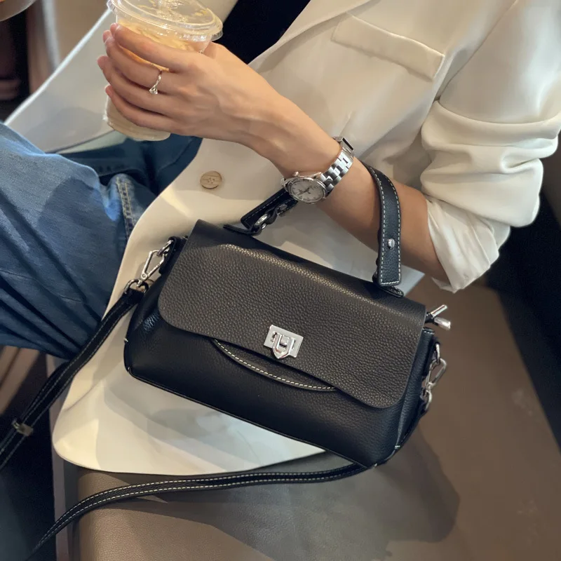 Women\'s Fashionable Genuine Leather Bags Ladies Casual Handbags Soft Cow Leather Versatile Shoulder Bag High Quality Small Bag