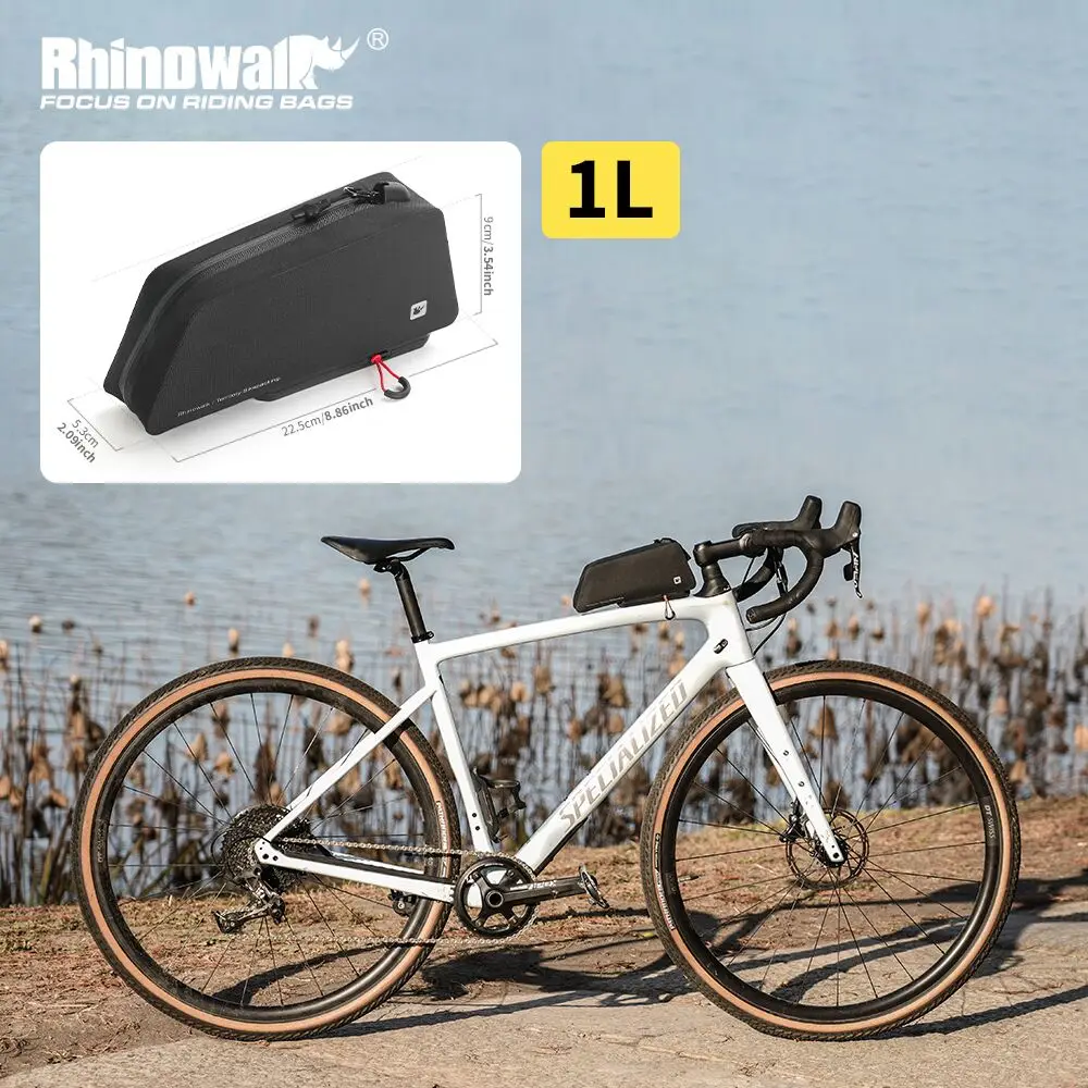 Rhinowalk Bike Top Tube Bag 100%Waterproof Cycling Front Case Fast Installation/Removal With UFO Disc For Road Gravel Bike