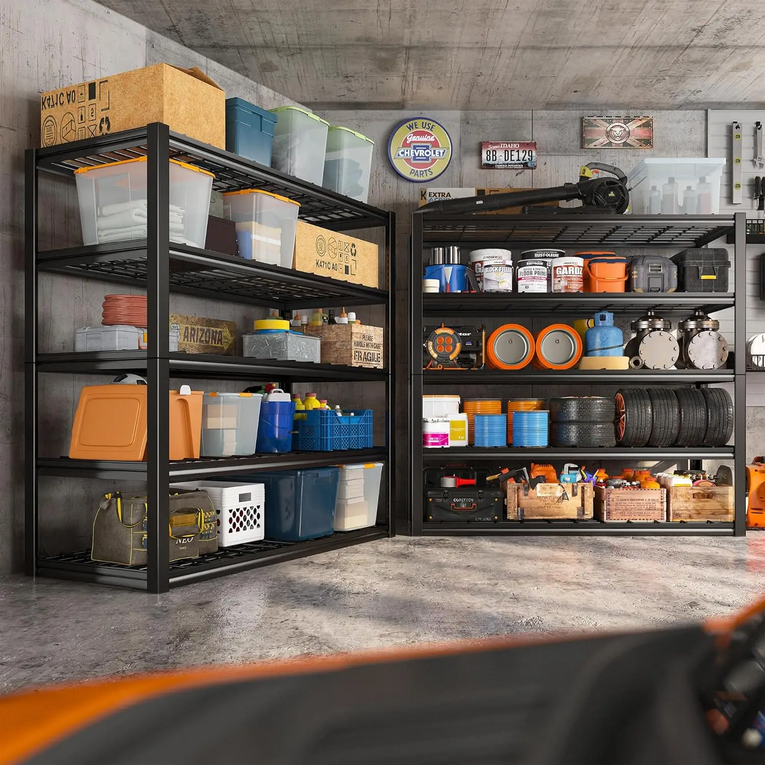 

48.2" W Garage Shelving 3000LBS Storage Shelves Heavy Duty Shelving Unit Adjustable 5 Tier Metal Shelves for Storage Rack Garage