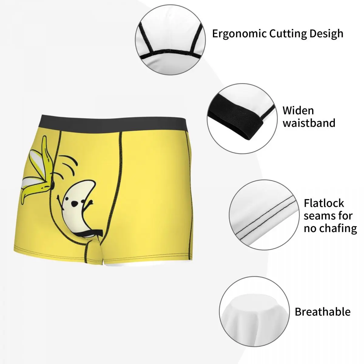 Bananas Creative Design Let\'s Go Naked With My Banana Underpants Breathbale Panties Man Underwear Print Shorts Boxer Briefs