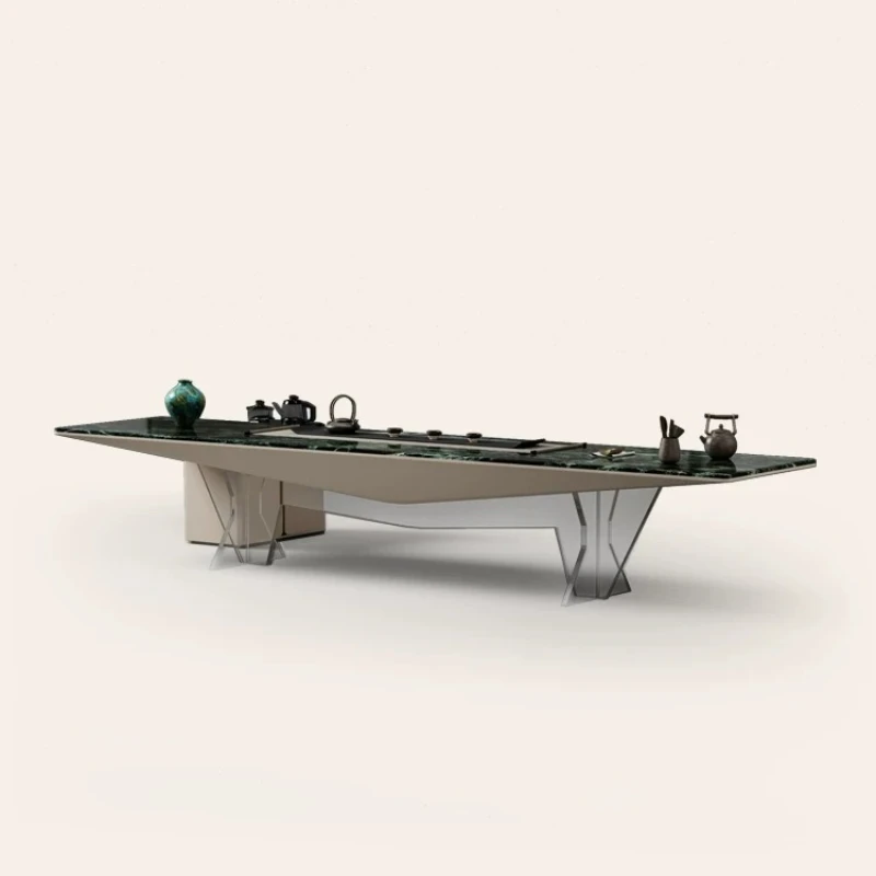 CX minimalist natural luxury stone tea table large flat high-end tea brewing table