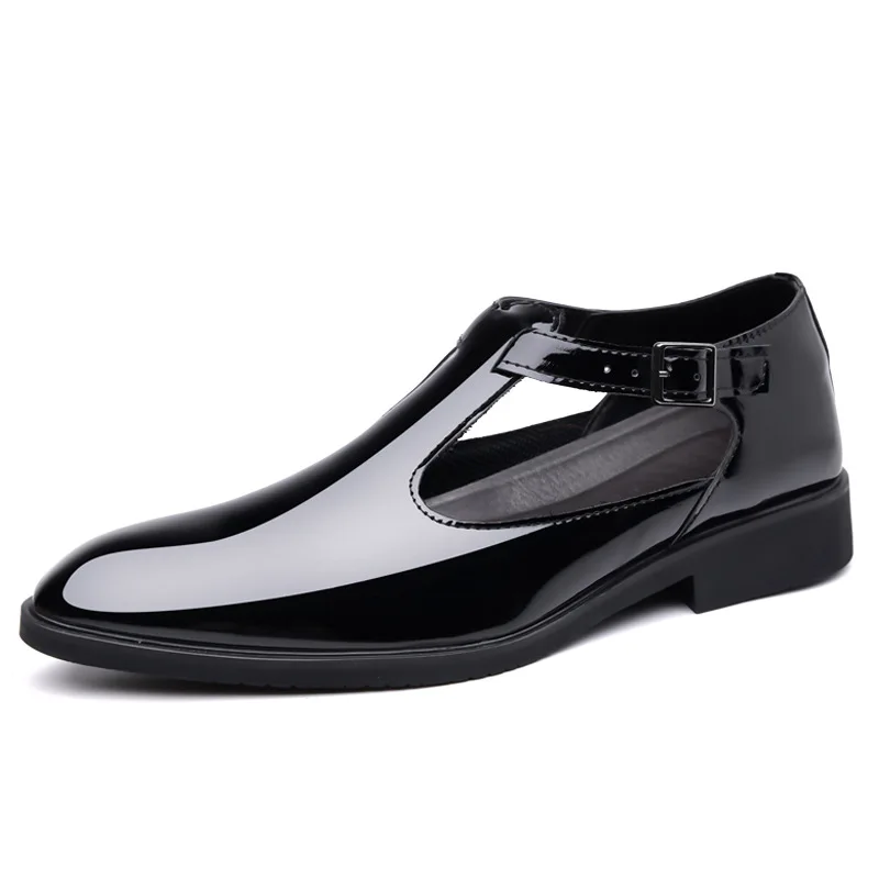 

Модная повседневная кожаная обувь большого размера для мужчин, однотонная обувь на весну и лето, мужские дизайнерские сандалии с пряжкой, мужские сандалии