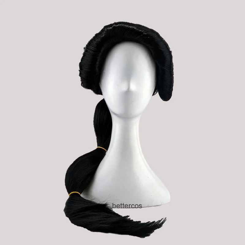 Jasmine Princess Cosplay Wigs Long Braid Styled Slicked Back Heat Resistant Synthetic Hair Wig + Wig Cap