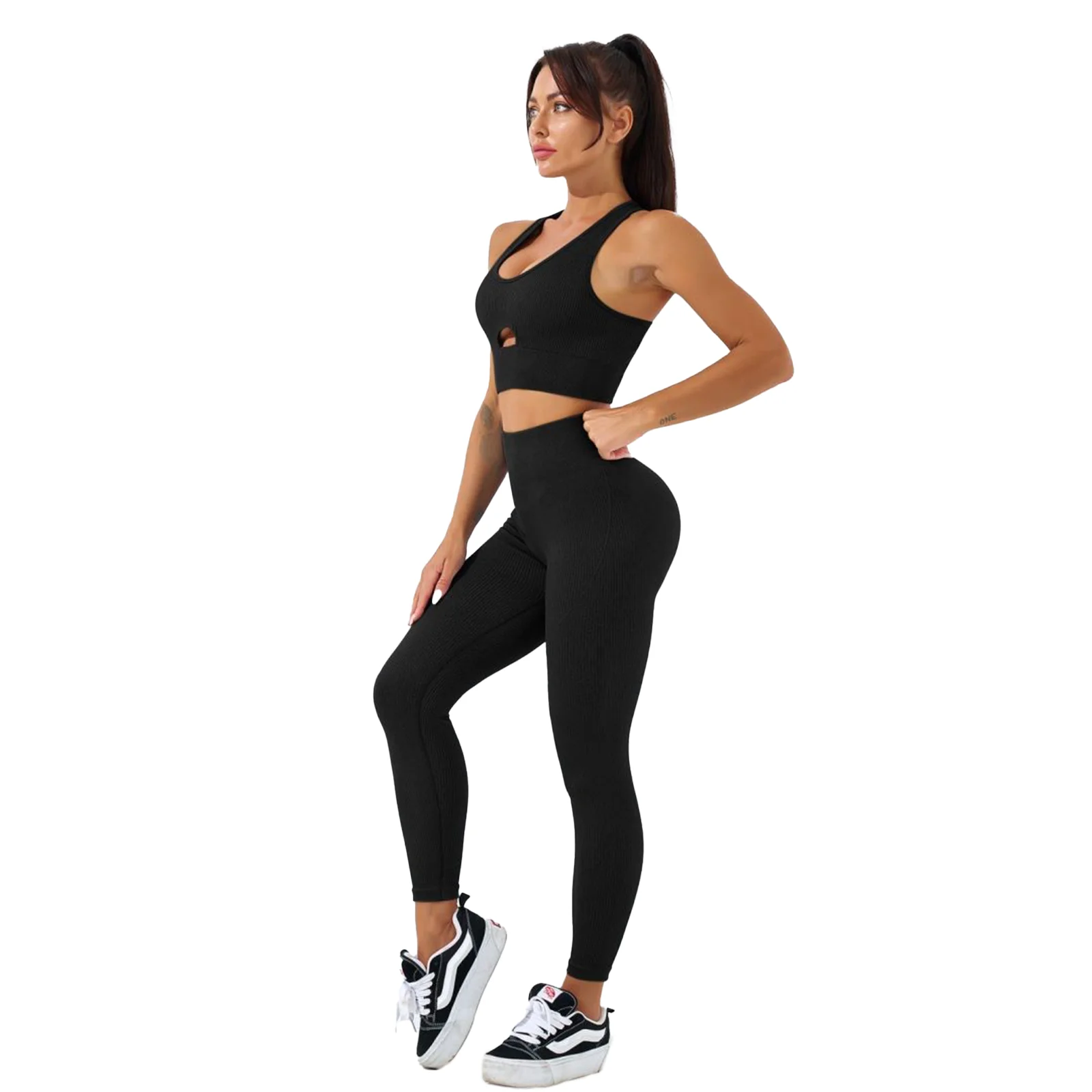 

Комплекты для тренировок для женщин, комплект из двух предметов, бесшовные леггинсы с высокой талией и эластичным спортивным бюстгальтером с подкладкой, спортивная одежда