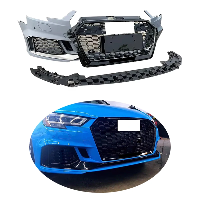 

Good Quality Auto Parts Front Bumper with Honeycomb Grille for A3 S3 Upgrade to RS3 Body Kit 2017 2018 2019