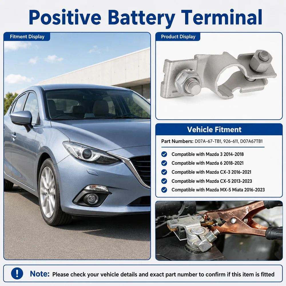 Positive Battery Terminal for Mazda 3 2014-2018 Mazda 6 2018-2021 CX-3 2016-2021 CX-5 2013-2023 MX-5 Miata 2016-2023