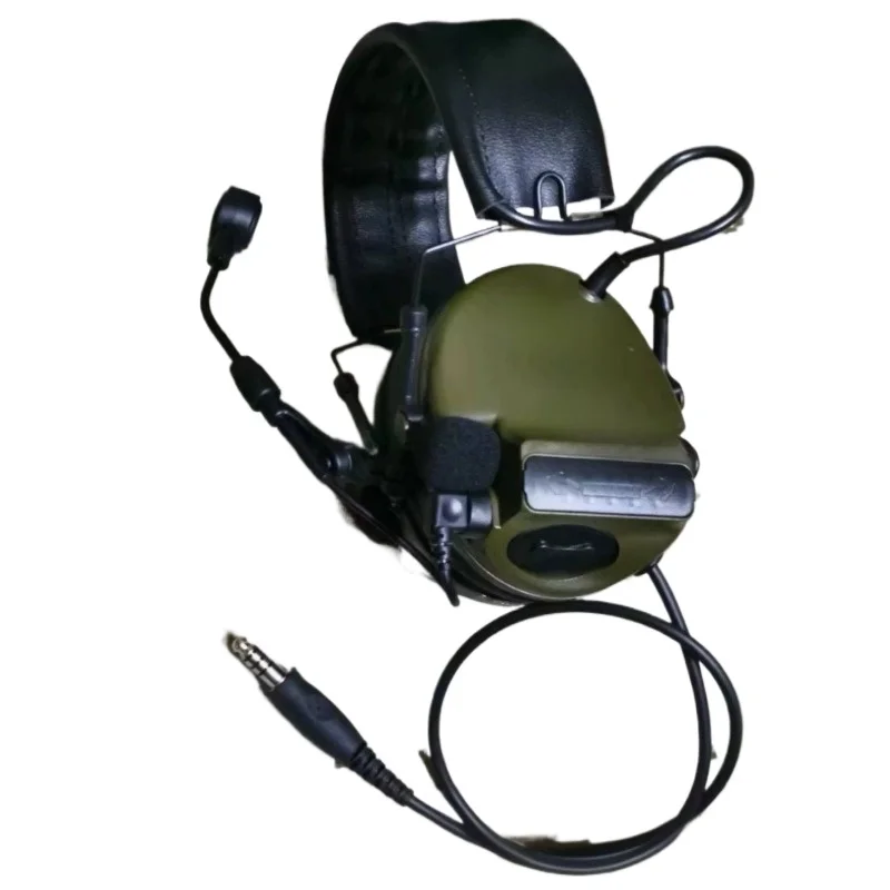 Tactical Hearing Protection Headset Pickup Noise Reduction Earmuff with Side Label for Outdoor Shooting Helmet