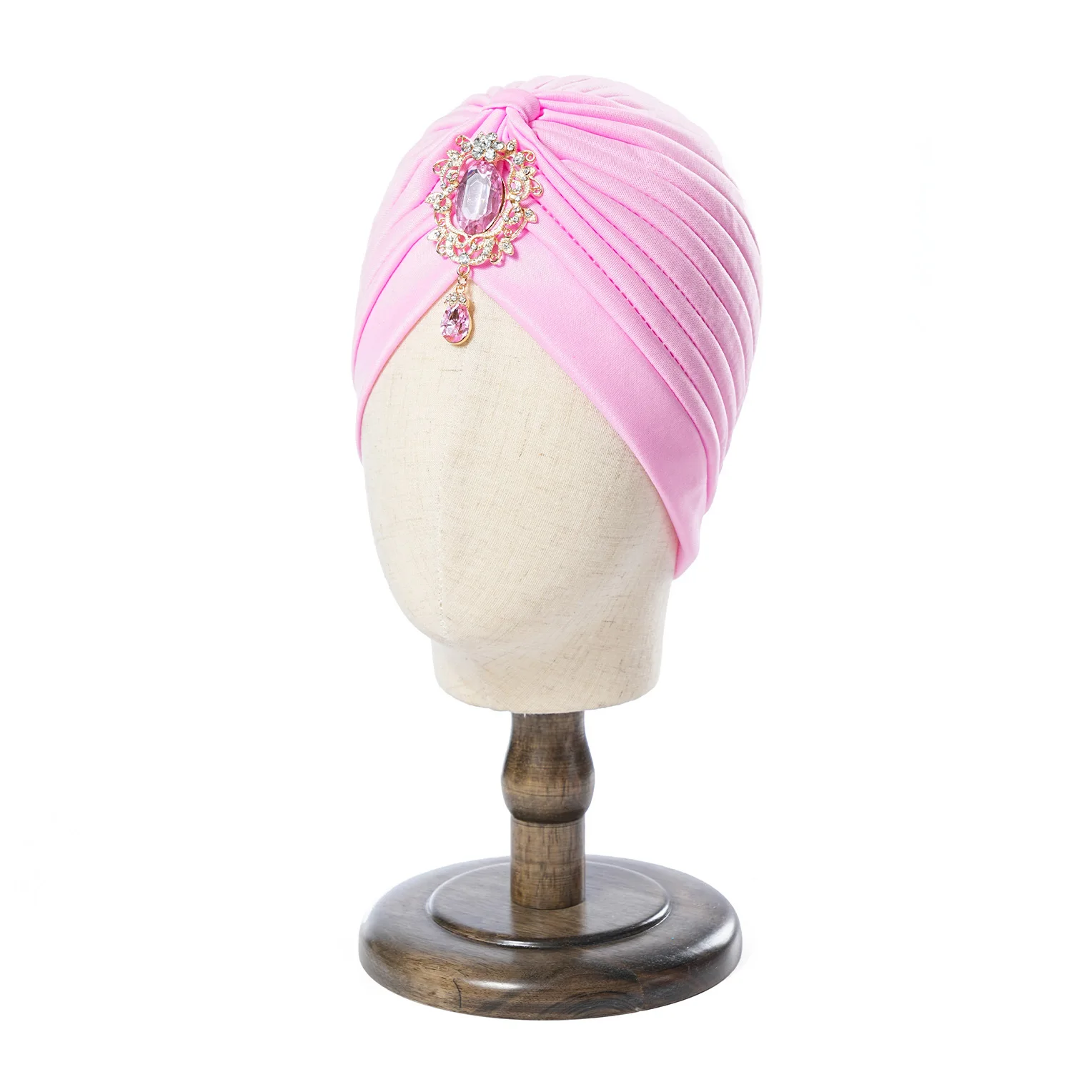 Muslimische Mode Frauen Elastische Legierung Bohrer Twist Knoten Hut Chemo Kappe Krebs Hut Islamischen Femme Kopftuch Indischen Hut Stirnband Turban – Detail 11
