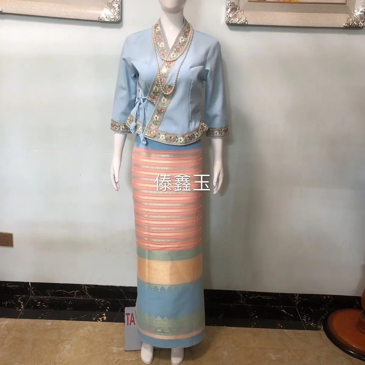 2pcsThailand Long-gyi กระโปรง Dai เสื้อผ้าชาติพันธุ์ฤดูร้อน Sarong Dai Tube กระโปรงเสื้อผ้าผู้หญิง