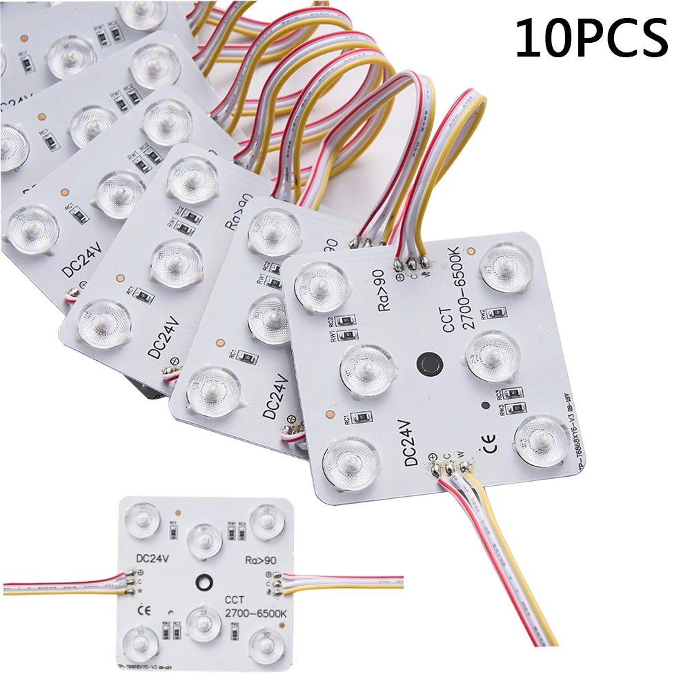 10-Pack CCT LED Module Light 3 Colors 24V Dimmable Diffuse LED Light for Ceiling Advertising Light Box Signboard Backlight Shop
