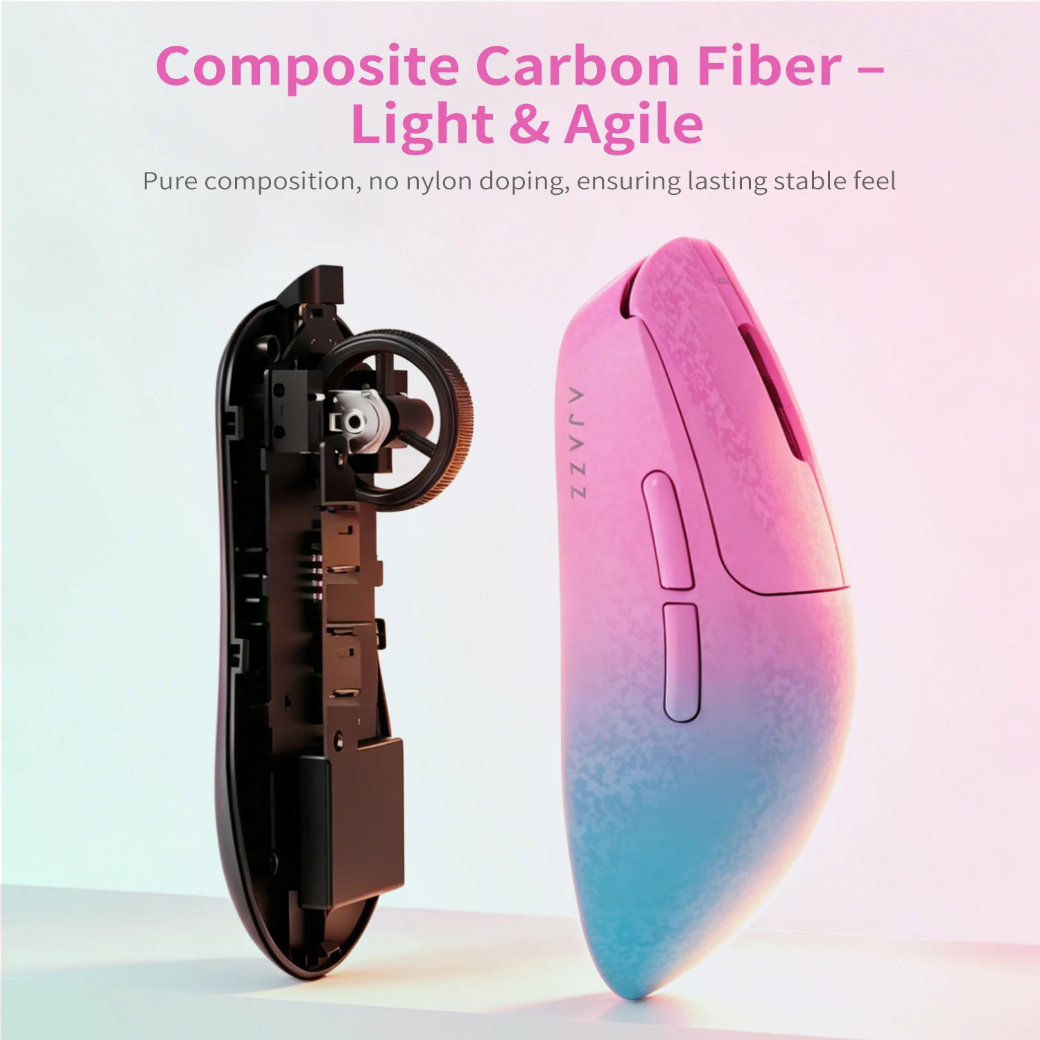 Ajazz AJ199 NL Ultra Carbon Fiber Wireless Gaming Mouse Dual 8K Return DPI42000 PAW3950 Sensor Tri mode Office Mouse
