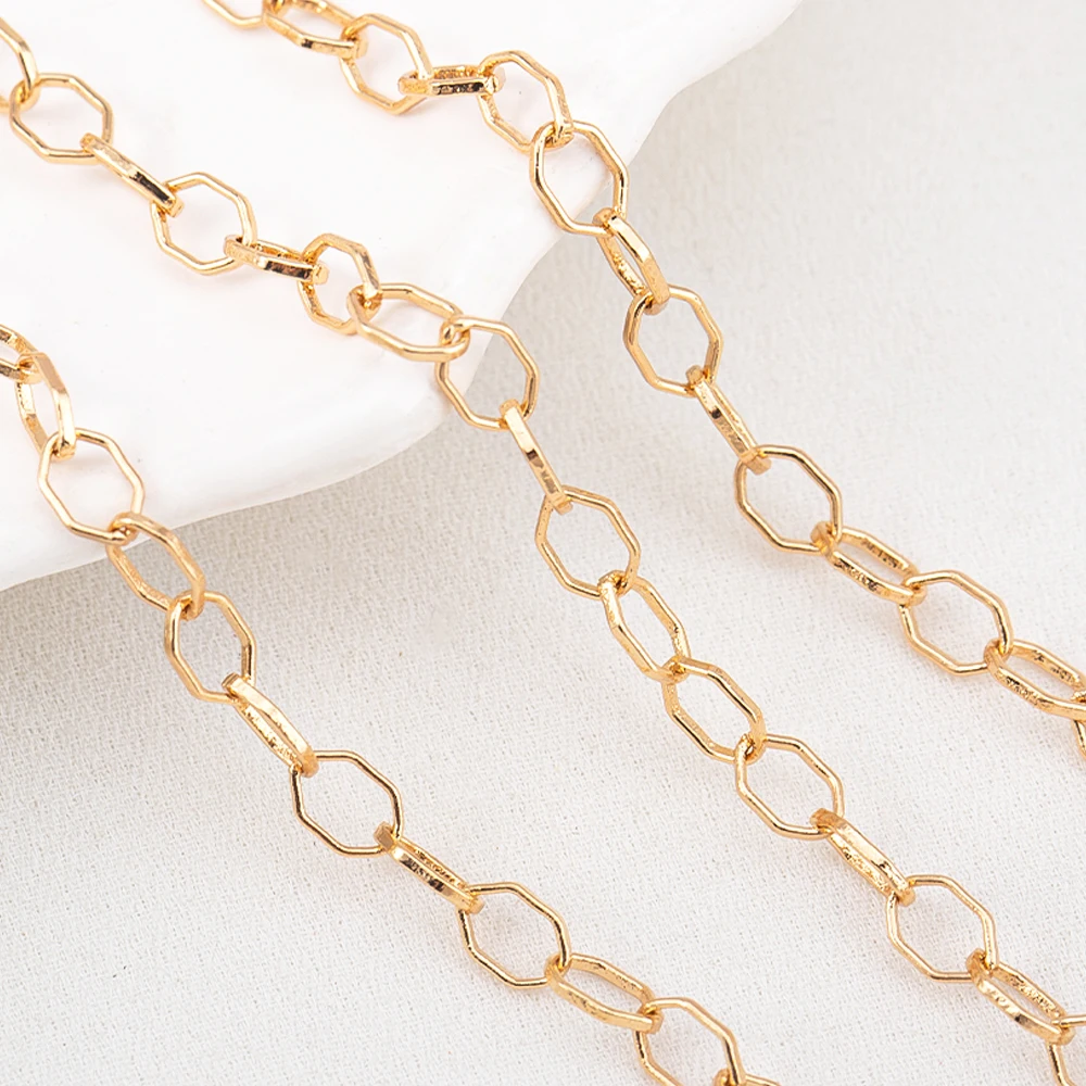 0.5Meter 1Meter 18k Gold Plated Brass Flat Oval Filled Cable Link Chains DIY Necklace Making Jewelry Bracelet Findings Supplies