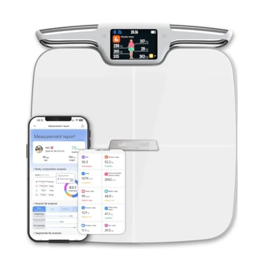 

Smart Scale for Body Weight with BMI Body Fat Muscle Mass FSA HSA Eligible 8 Electrode High Precision Bathroom Scale with App 5