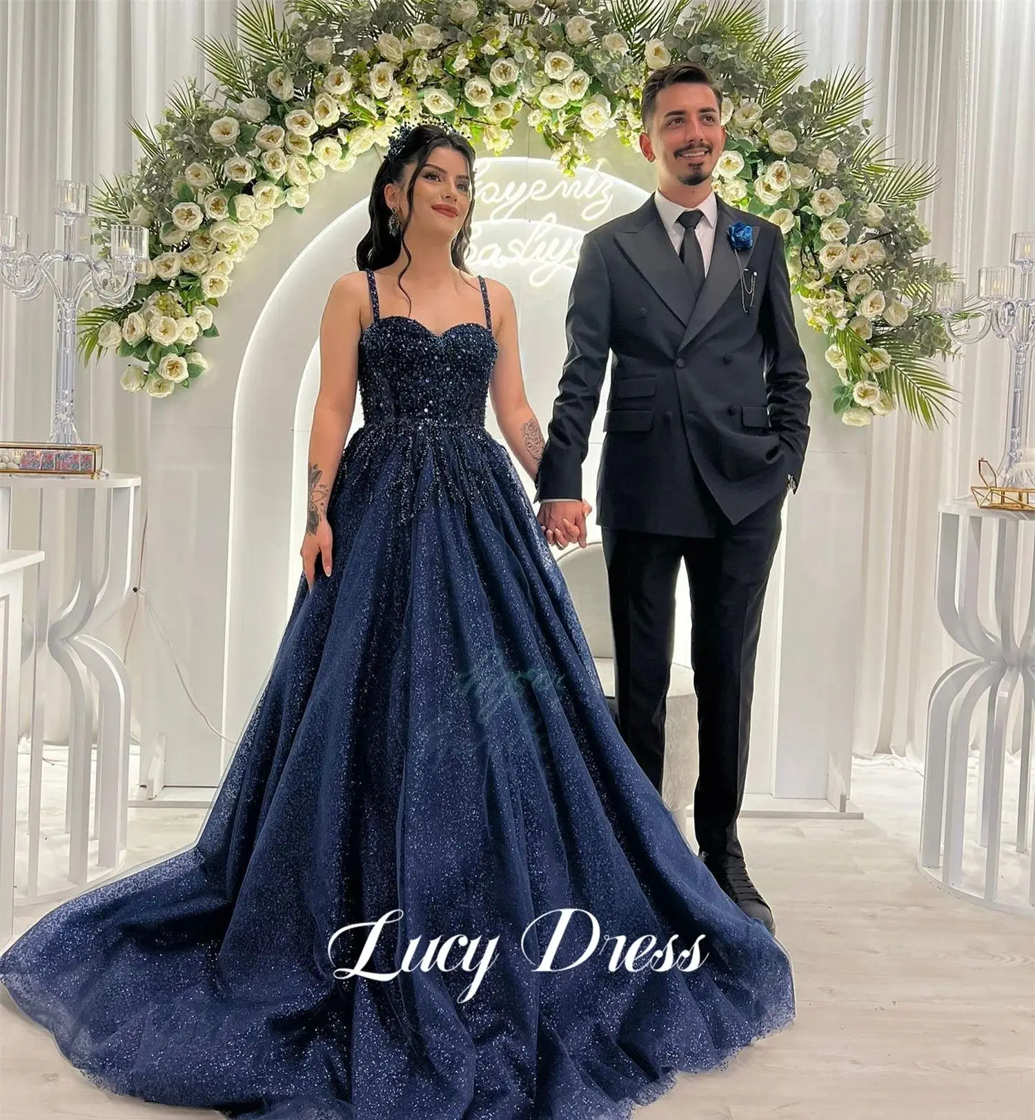 Lucy Women's Women Evening Dress Wedding Party Dark Blue Robes De Cocktail Dresses prom dresses party dresses فساتين سهرة