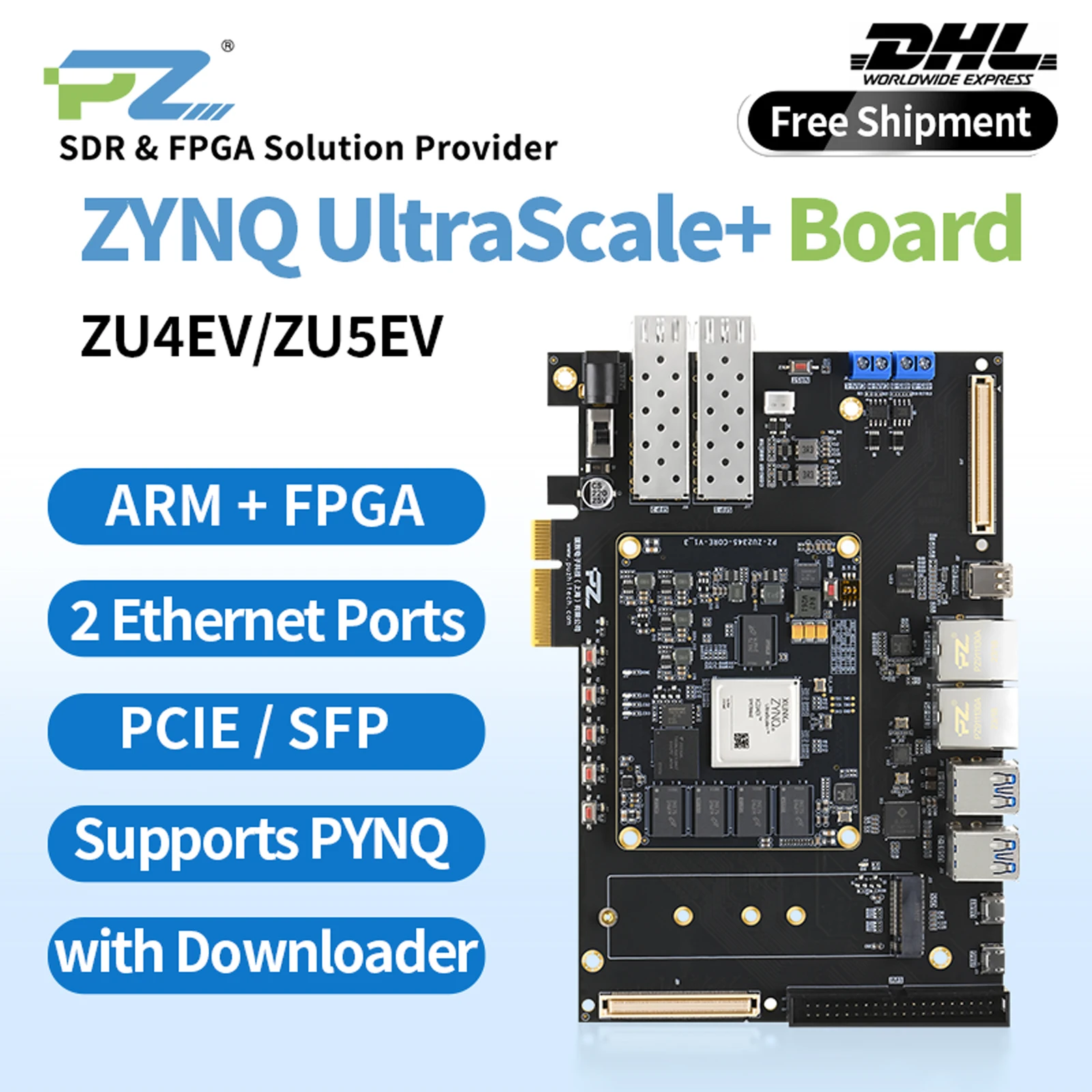 Puzhi ZU4EV ZU5EV FPGA Development Board Xilinx ZYNQ UltraScale+ XCZU4EV XCZU5EV FPGA Dev Board PCIE USB3.0