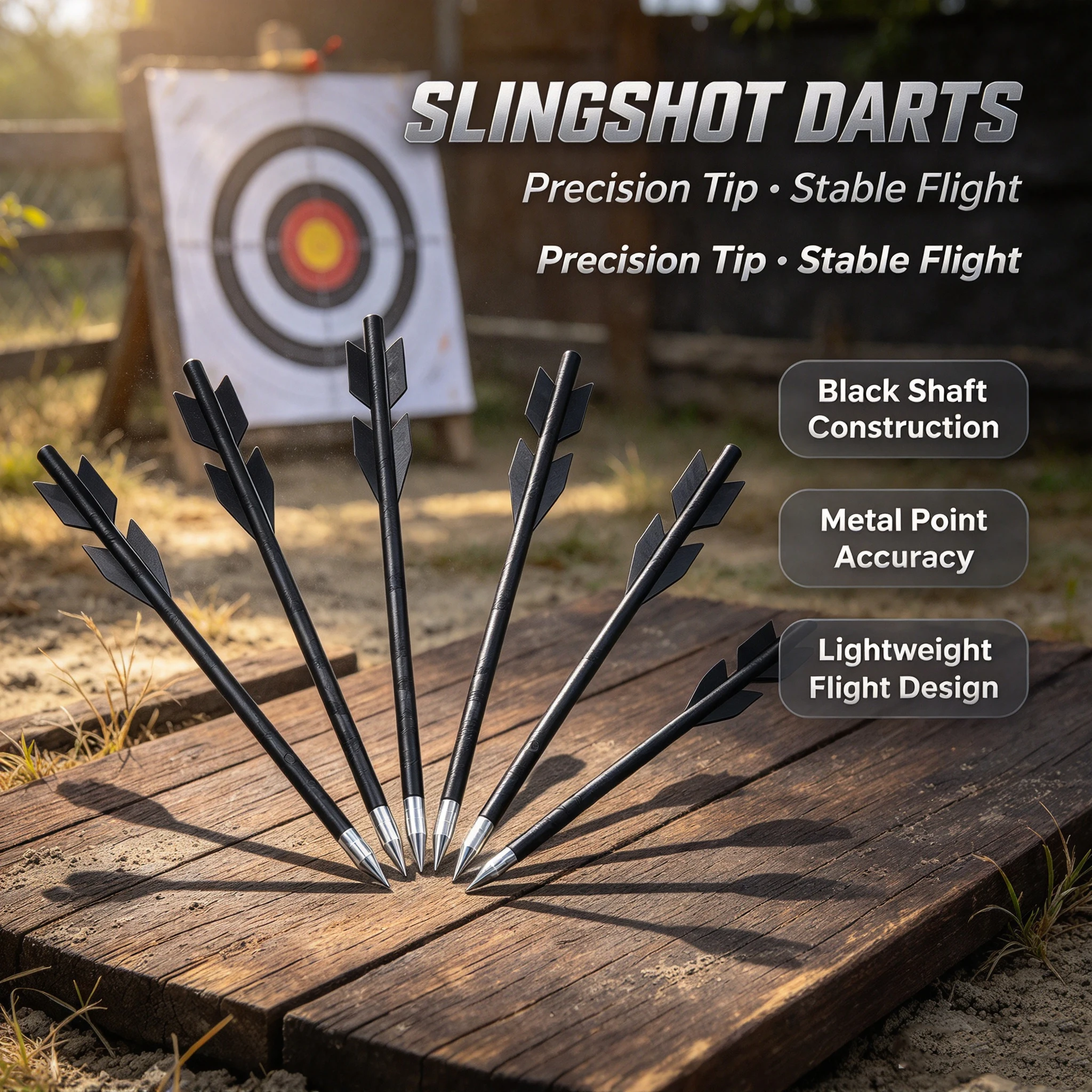 4-Fletching Slingshot Darts with Cone Tip and Black Shaft, Model 168, 20/30 Pcs for Outdoor Target Practice & Precision Sports