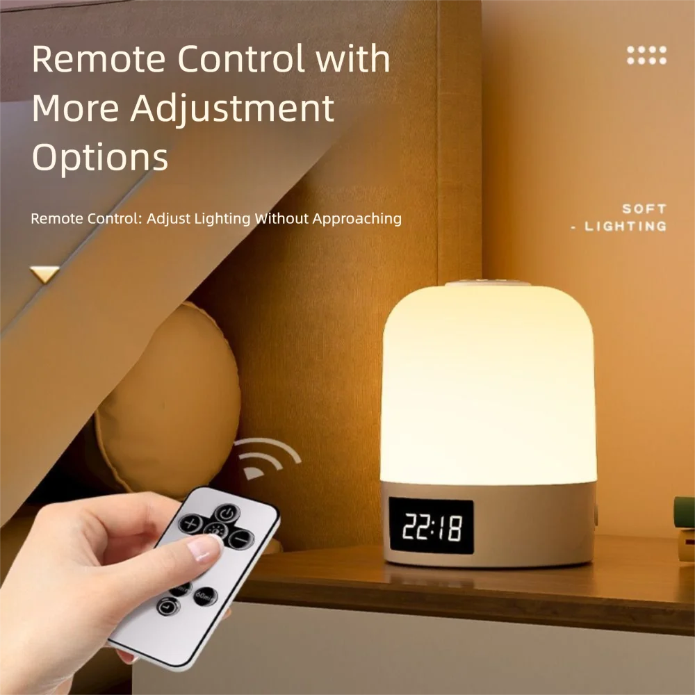 3 Color Touch Night Light Digital Clock Dimming Sleeping Lamp Adjustable Brightness Eye Protection LED Table Lamp Home Decor