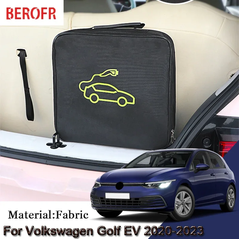 EV Car Charging Cable Storage Carry Bag For Volkswagen Golf EV 2020-2023 2024 Charger Plugs Sockets Waterproof Fire Retardant